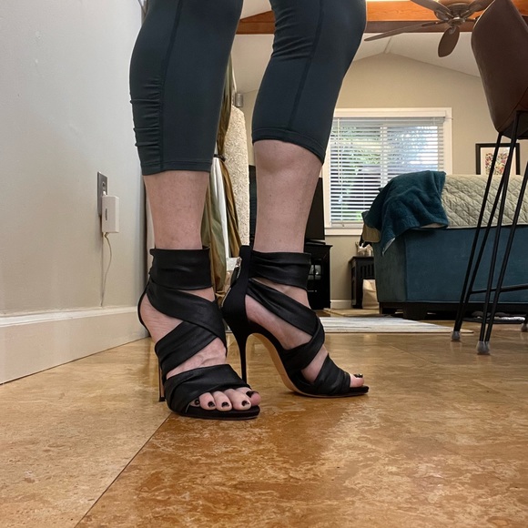 Casadei Satin Heel Stiletto Sandal with zipper back - Picture 13 of 15